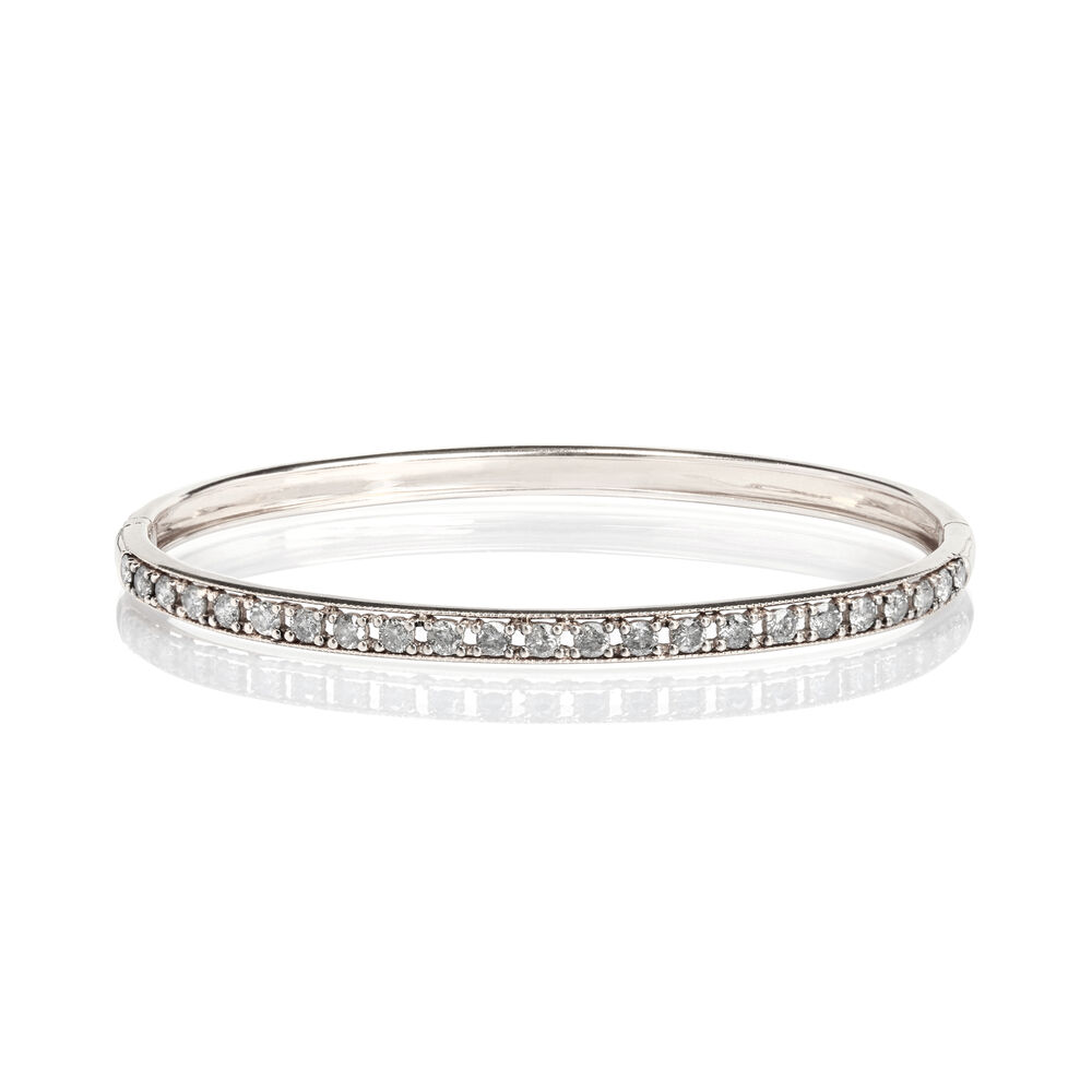 Dusty Diamonds 18ct White Gold Diamond Line Bangle | Annoushka jewelley
